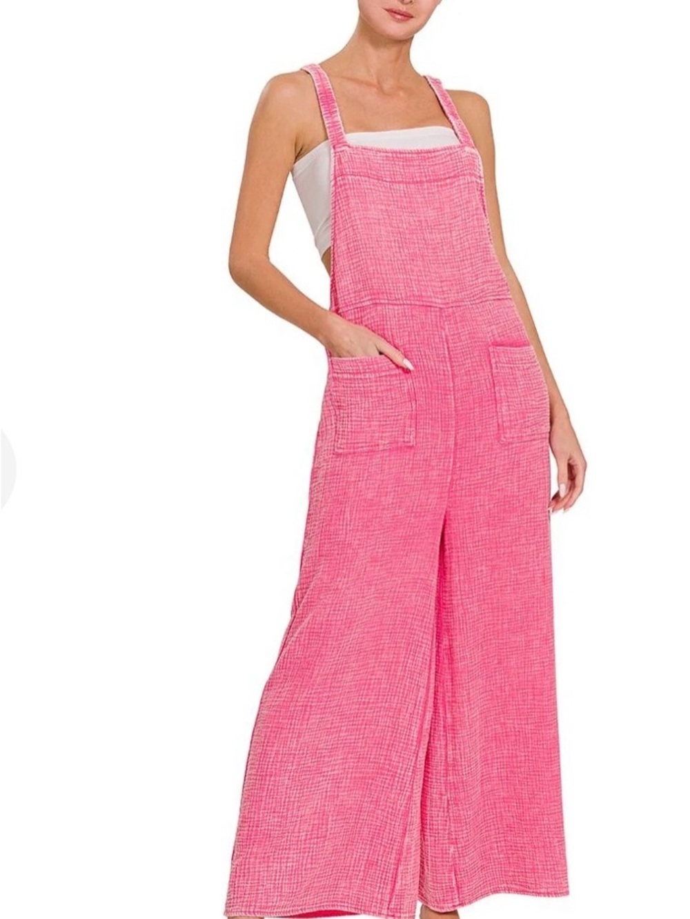 Zenana Outfitters Pink Wide-Leg Jumpsuit- NWOT